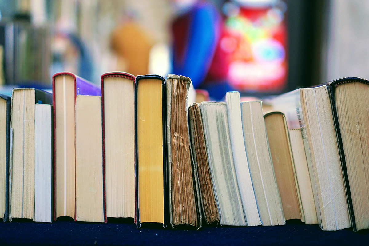 A shelf of books.